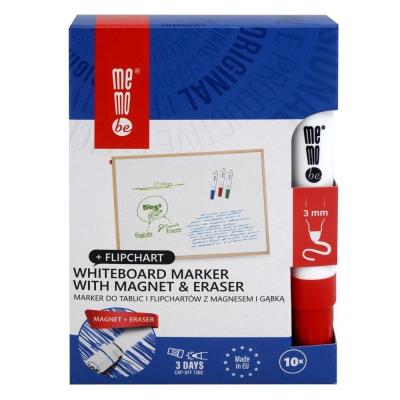 Opakowanie Marker do tablic z magnesem i gąbką czerw. (10szt)