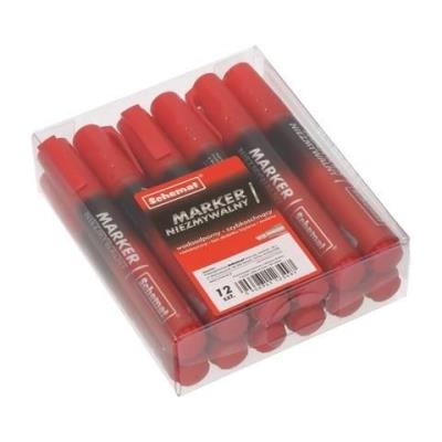 Opakowanie Marker permanentny ścięty czerwony (12szt)