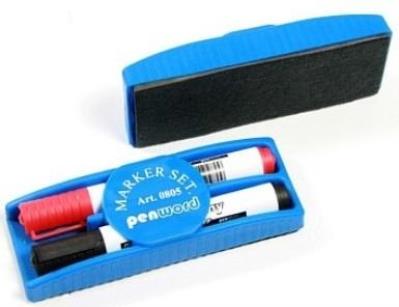 Opakowanie Marker suchościeralny 2 kolory + gąbka