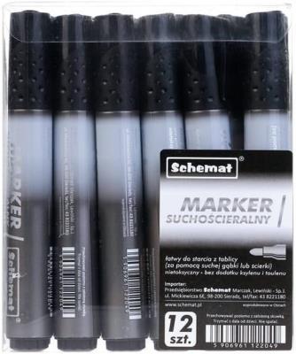 Opakowanie Marker suchościeralny okrągły czarny (12szt)