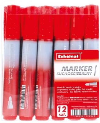 Opakowanie Marker suchościeralny okrągły czerwony (12szt)