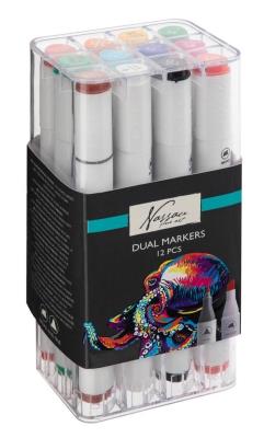 Opakowanie Markery podwójne końówki 12 kolorów