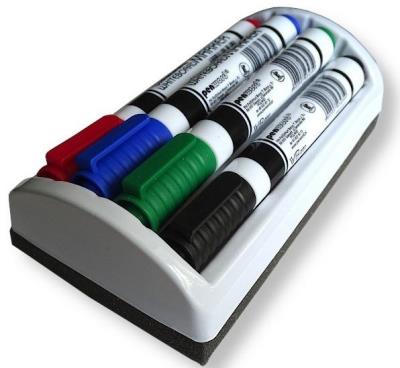 Opakowanie Markery suchościeralne z gąbką 4 kolory