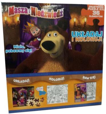 Okładka książki Masza i niedźwiedź. Układaj i koloruj. Misiu...