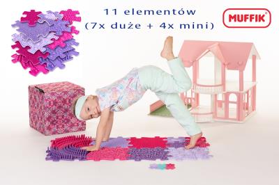 Opakowanie Mata podłogowa sensoryczna basic set fiolet/róż 11 elementów MFK-063