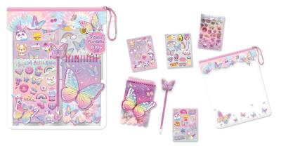Opakowanie Mega zestaw naklejek z długopisem w saszetce Motylki
