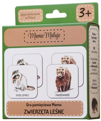 Memo Zwierzęta Leśne. Wydawca: Mama Maluje. SmakLiter.pl Opakowanie Memo Zwierzęta Leśne