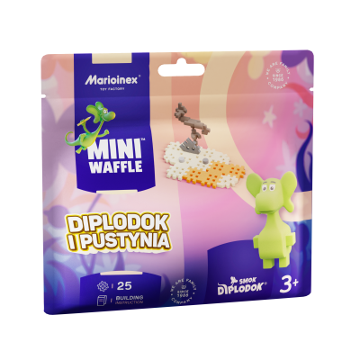 Opakowanie Mini Waffle 25el Smok Diplodok i Pustynia