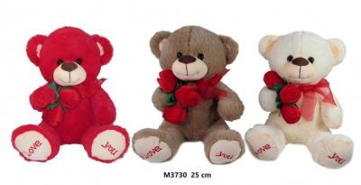 Opakowanie Miś z różą 25cm MIX