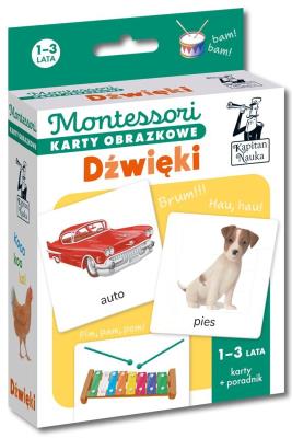 Montessori. Karty obrazkowe Dźwięki (1-3 lata). Autor: Laura Szczukocka, Dołhun Katarzyna. SmakLiter.pl Okładka książki Montessori. Karty obrazkowe Dźwięki (1-3 lata)