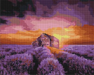 Opakowanie Mozaika diamentowa-Dom na lawendowym polu 40x50cm