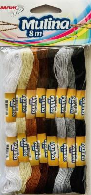 Mulina biały/beże/brązy/czarne 8m. Wydawca: Brewis. SmakLiter.pl Opakowanie Mulina biały/beże/brązy/czarne 8m