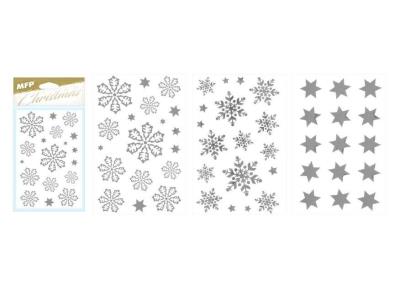 Opakowanie Naklejka BN śnieżynki srebrne 80x120mm mix
