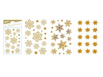 Opakowanie Naklejka BN śnieżynki złote 80x120mm mix