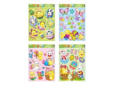 Opakowanie Naklejka ozdobna na okno Wielkanoc 30x42cm MIX