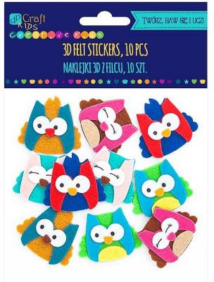 Opakowanie Naklejki 3D z filcu Sowy 10 sztuk
