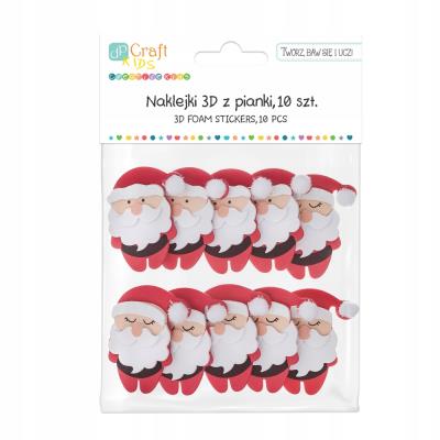 Naklejki 3D z piankami mikołaje 10szt. Wydawca: Dalprint. SmakLiter.pl Opakowanie Naklejki 3D z piankami mikołaje 10szt