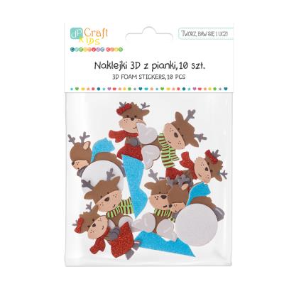 Naklejki 3D z piankami zabawne renifery 10szt. Wydawca: Dalprint. SmakLiter.pl Opakowanie Naklejki 3D z piankami zabawne renifery 10szt