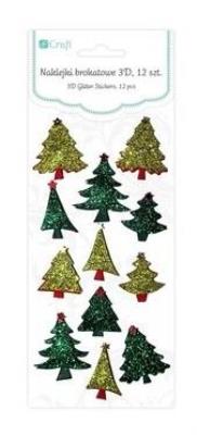 Opakowanie Naklejki brokatowe 3D Choinki (12 sztuk)