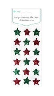Opakowanie Naklejki brokatowe 3D Gwiazdki (18 sztuk)