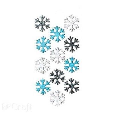 Opakowanie Naklejki brokatowe 3D Śnieżynki (12 sztuk)