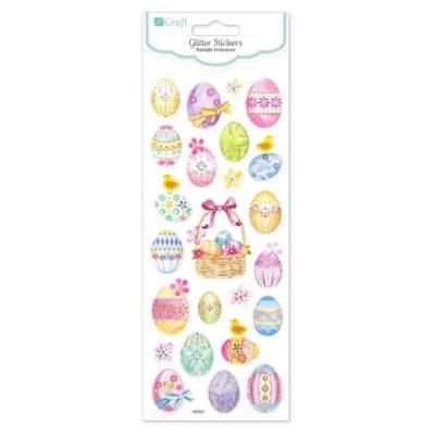 Opakowanie Naklejki brokatowe - kolorowe pisanki 24szt  DPNB-093