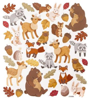 Opakowanie Naklejki brokatowe leśne zwierzaki 38szt