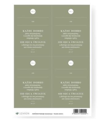 Naklejki dedykacyjne - Każde Dobro. Wydawca: Szaron. SmakLiter.pl Opakowanie Naklejki dedykacyjne - Każde Dobro