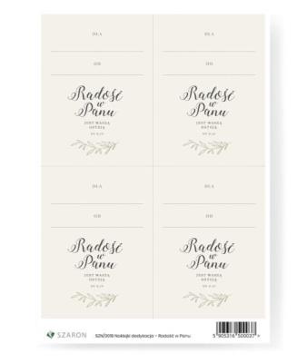 Naklejki dedykacyjne - Radość w Panu. Wydawca: Szaron. SmakLiter.pl Opakowanie Naklejki dedykacyjne - Radość w Panu