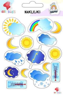 Naklejki dla dzieci Pogoda. Wydawca: All4Kids. SmakLiter.pl Opakowanie Naklejki dla dzieci Pogoda