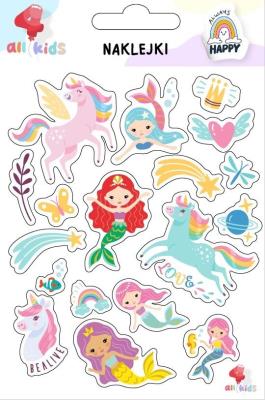 Naklejki dla dzieci Tęczowe jednorożce syrenki. Wydawca: All4Kids. SmakLiter.pl Opakowanie Naklejki dla dzieci Tęczowe jednorożce syrenki