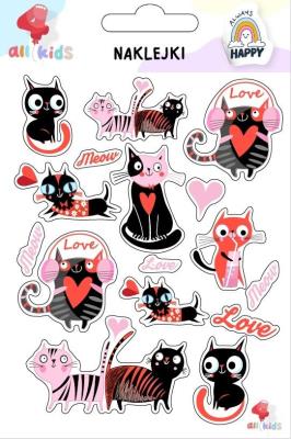 Naklejki dla dzieci Walentynki 3 Kotki. Wydawca: All4Kids. SmakLiter.pl Opakowanie Naklejki dla dzieci Walentynki 3 Kotki