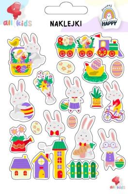 Naklejki dla dzieci Wielkanoc Zające. Wydawca: All4Kids. SmakLiter.pl Opakowanie Naklejki dla dzieci Wielkanoc Zające