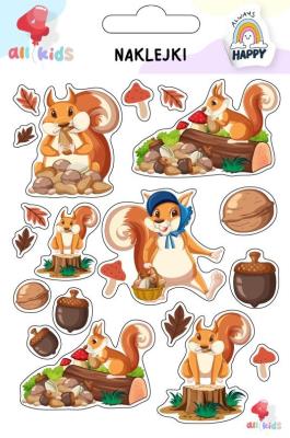 Naklejki dla dzieci Wiewiórki. Wydawca: All4Kids. SmakLiter.pl Opakowanie Naklejki dla dzieci Wiewiórki