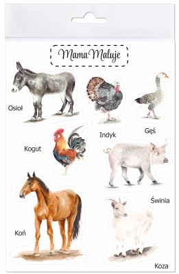 Naklejki duże Zwierzęta wiejskie 2. Wydawca: Mama Maluje. SmakLiter.pl Opakowanie Naklejki duże Zwierzęta wiejskie 2