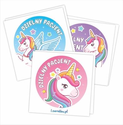 Opakowanie Naklejki Dzielny pacjent - Jednorożce 60mm 60szt