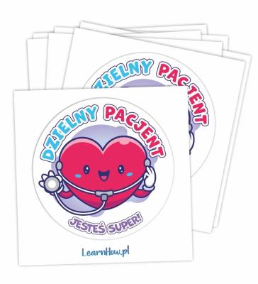 Opakowanie Naklejki Dzielny pacjent - Serduszko 60mm 60szt