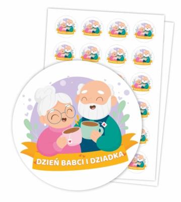 Opakowanie Naklejki - Dzień Babci i Dziadka 40mm 48 szt.