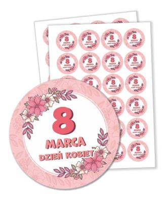 Opakowanie Naklejki Dzień Kobiet - 8 Marca 48 szt.