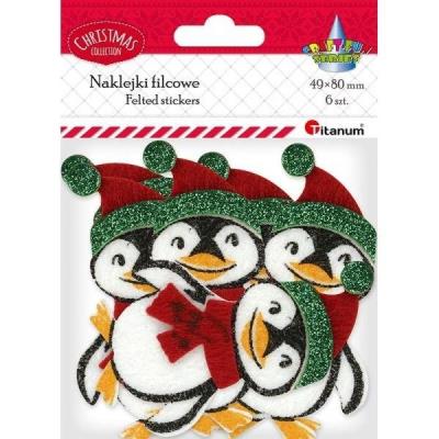 Opakowanie Naklejki filcowe 3D pingwiny 6szt