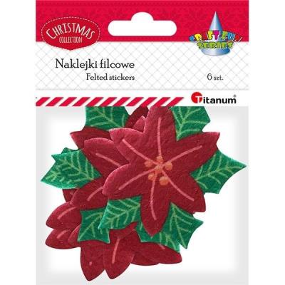 Opakowanie Naklejki filcowe poinsecja czerwona 6szt