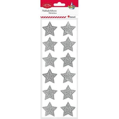 Opakowanie Naklejki foliowe gwiazdki 40mm srebrne 12szt.