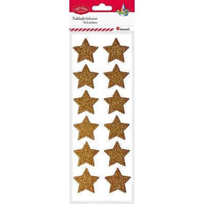 Opakowanie Naklejki foliowe gwiazdki 40mm złote 12szt