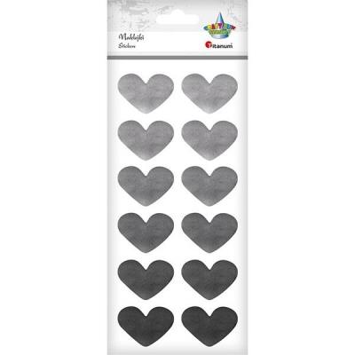 Opakowanie Naklejki foliowe serca srebrne 12szt.