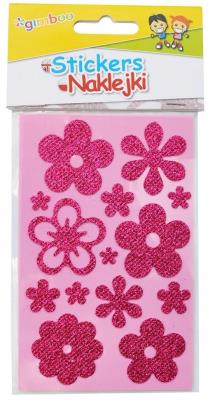 Naklejki kwiatki z brokatem 8x12,5cm czerwone 14el. Wydawca: Gimboo. SmakLiter.pl Opakowanie Naklejki kwiatki z brokatem 8x12,5cm czerwone 14el