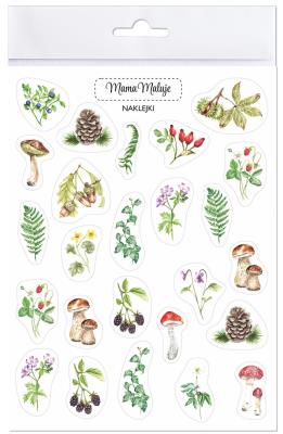 Naklejki Leśne botaniczne. Wydawca: Mama Maluje. SmakLiter.pl Opakowanie Naklejki Leśne botaniczne