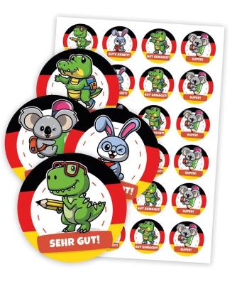 Opakowanie Naklejki motywacyjne - Niemieckie zwierzątka 48szt