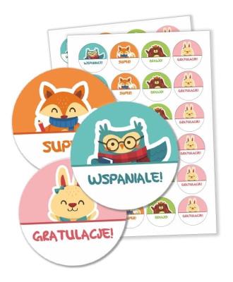 Opakowanie Naklejki motywacyjne - Zwierzątka 40mm 48szt