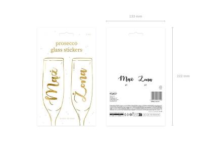 Opakowanie Naklejki na kieliszki Mąż i Żona złote 2szt