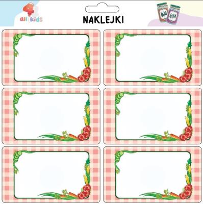 Naklejki na przetwory Warzywa. Wydawca: All4Kids. SmakLiter.pl Opakowanie Naklejki na przetwory Warzywa